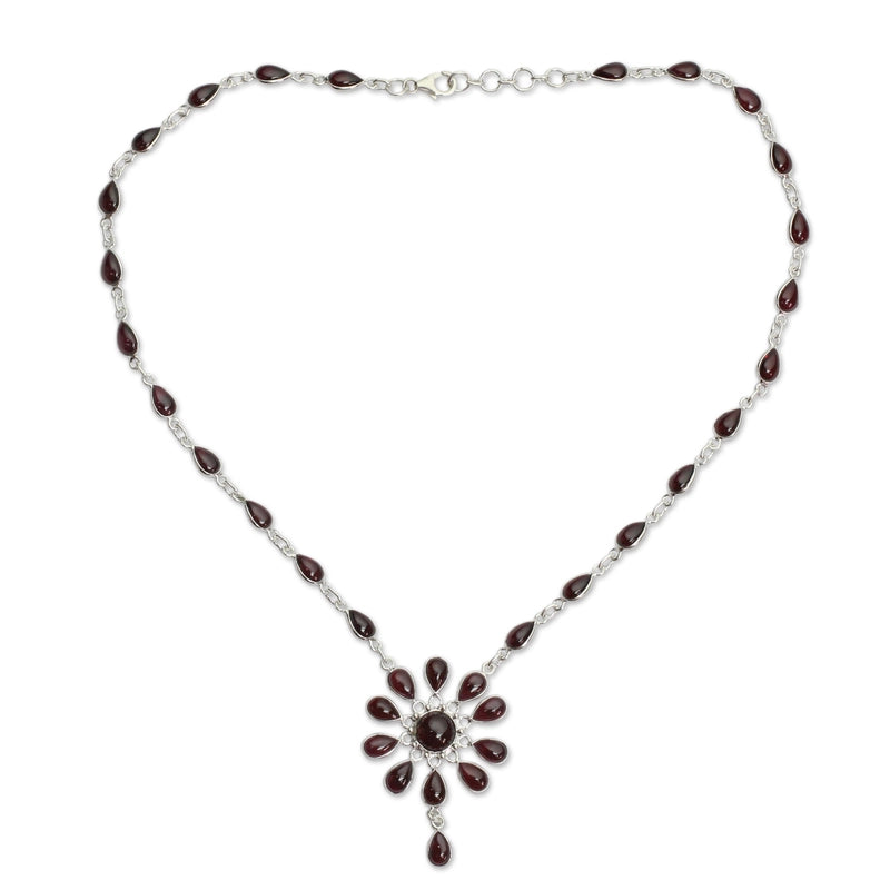 Garnet Necklace 925 Sterling silver, Natural Garnet stones, Handmade Necklace, Neclace For Wedding