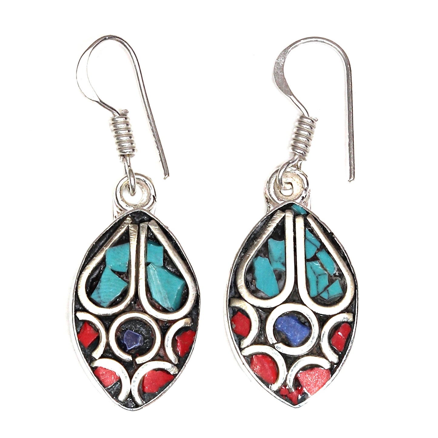 Added Added Added Added Added Added Nepali Jewelry Earrings For Women's Unisex , Handmade Earrings ,Gift For Her, Red Coral,Tibetan Turquoise Jewelry Earrings