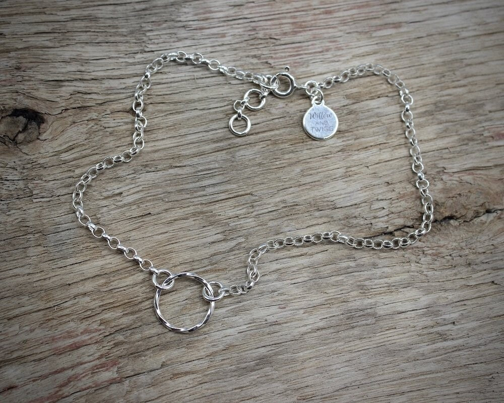 Twisted Ring Silver Anklet Chain