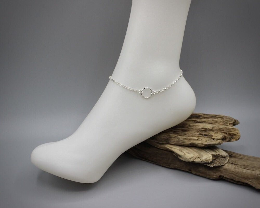 Twisted Ring Silver Anklet Chain