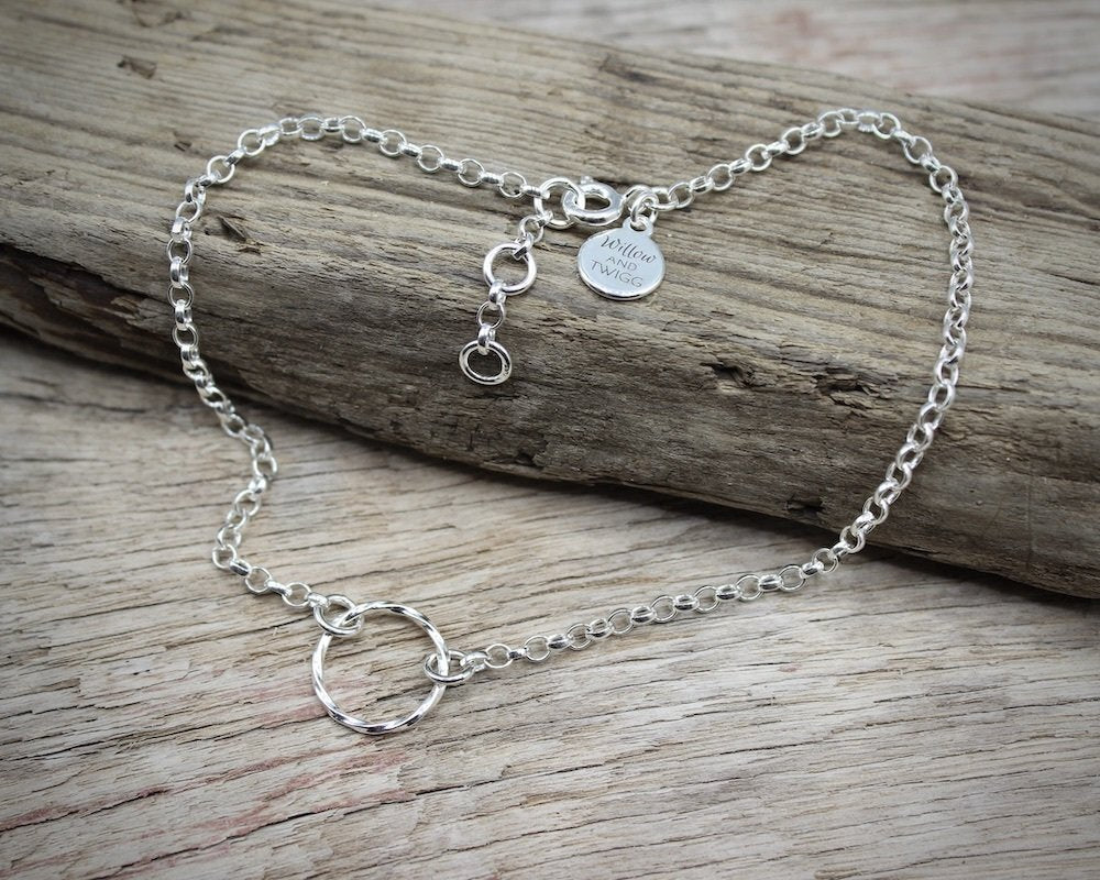 Twisted Ring Silver Anklet Chain